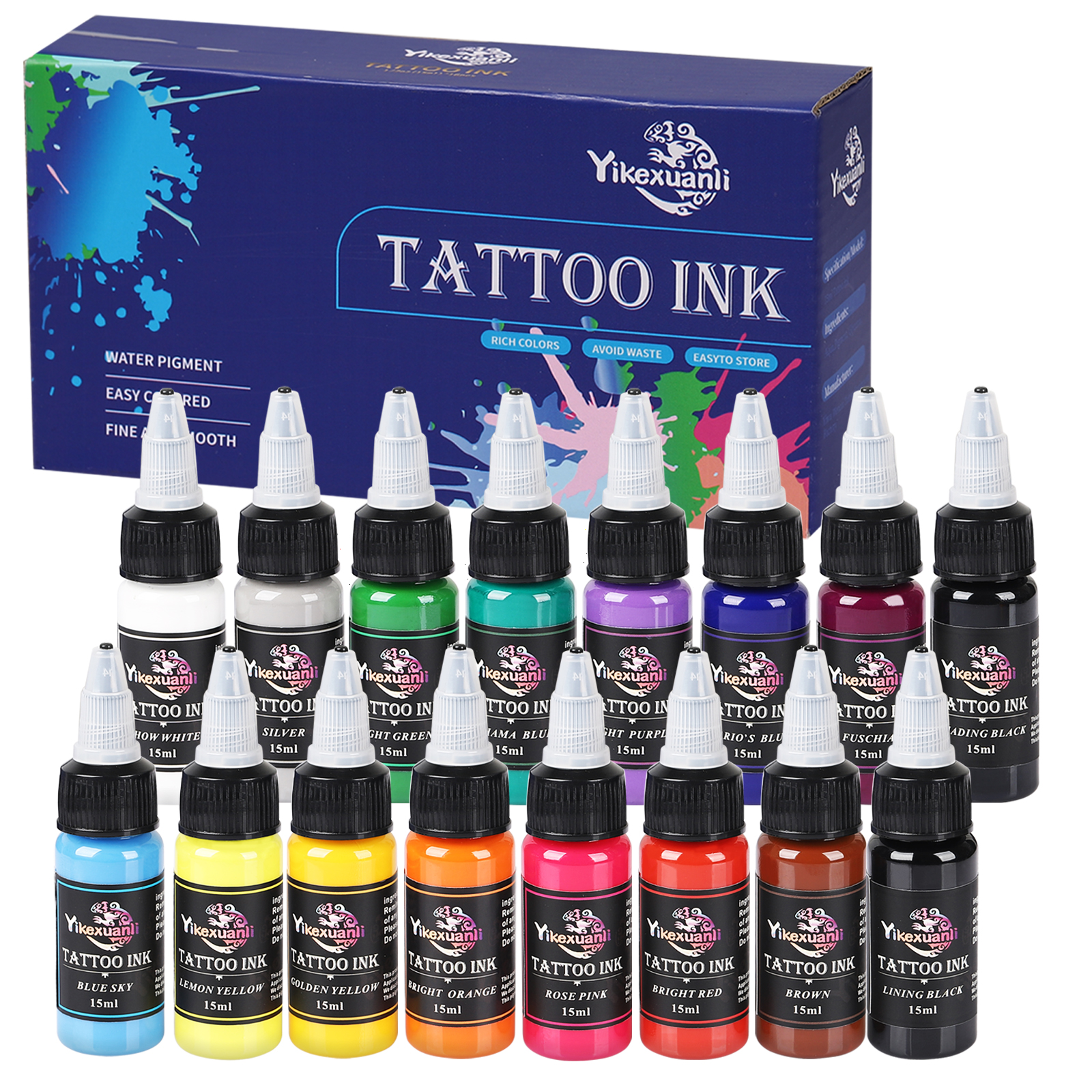 Beauty Makeup Kit Box - .51oz 16colors Tattoo Ink Pigment With