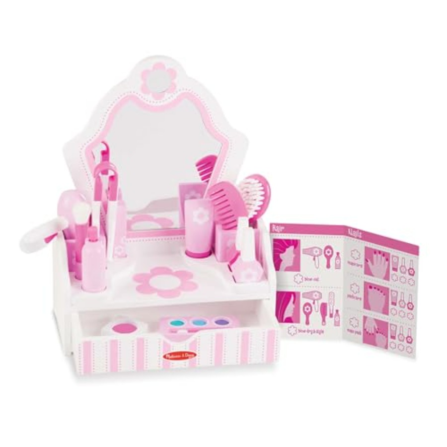 Wooden Beauty Salon Play Set 1 - Beauty Makeup Vanity Set 评论和价格