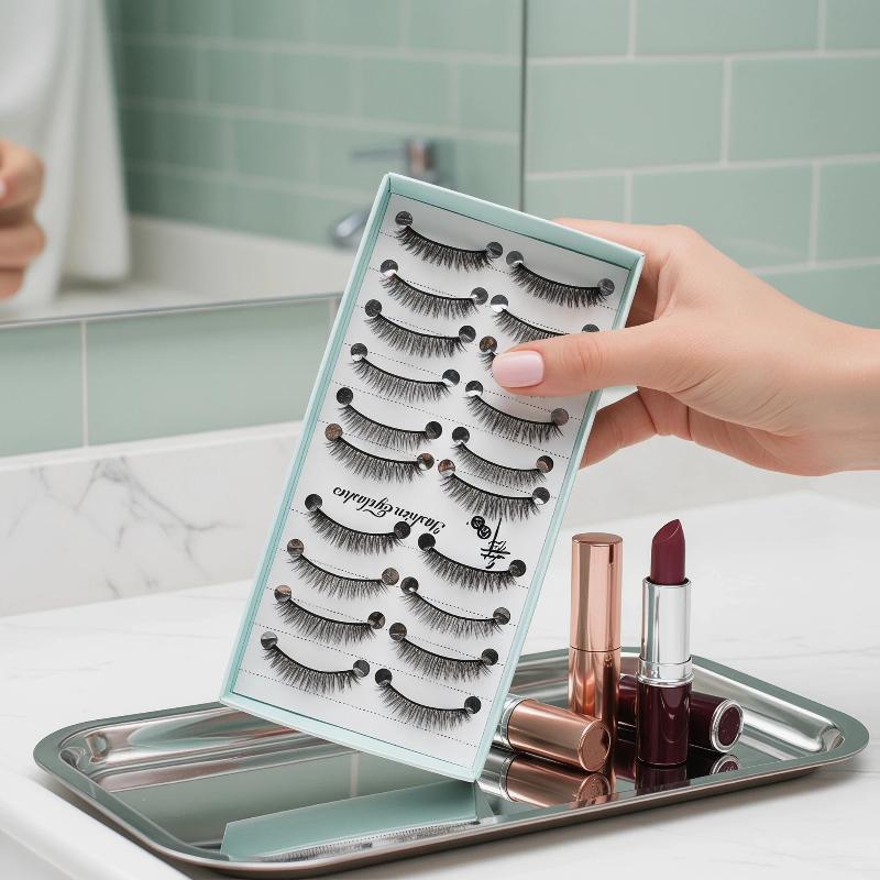 False Mink 10 Pairs Handmade E - False Eyelashes Natural 评论和价格