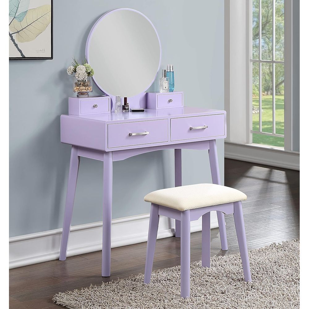 Large Round Mirror Vanity Set  - Beauty Makeup Vanity Set 评论和价格