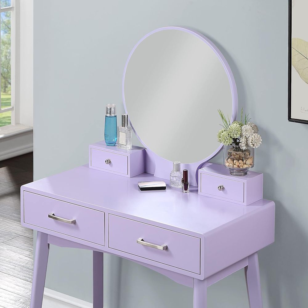 Large Round Mirror Vanity Set  - Beauty Makeup Vanity Set 评论和价格