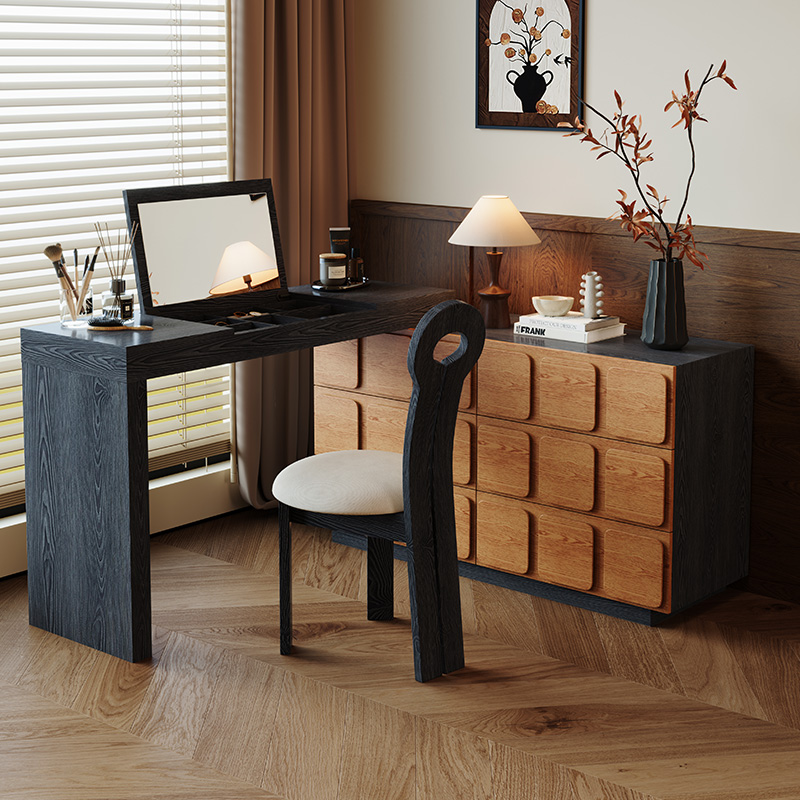 Modern Black Wood Vanity Table - Beauty Makeup Vanity Set 评论和价格