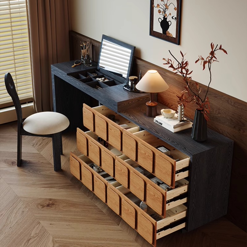 Modern Black Wood Vanity Table - Beauty Makeup Vanity Set 评论和价格