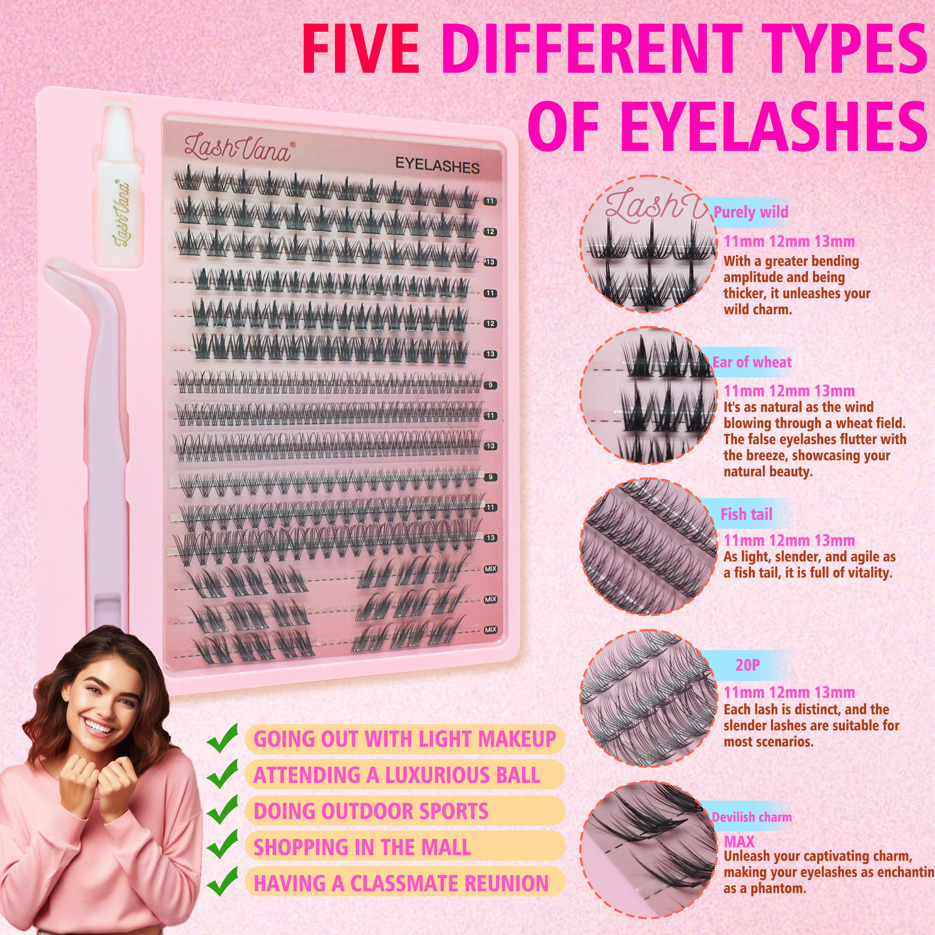 False Eyelash Set, Adhesive Se - Beauty Makeup Book 评论和价格