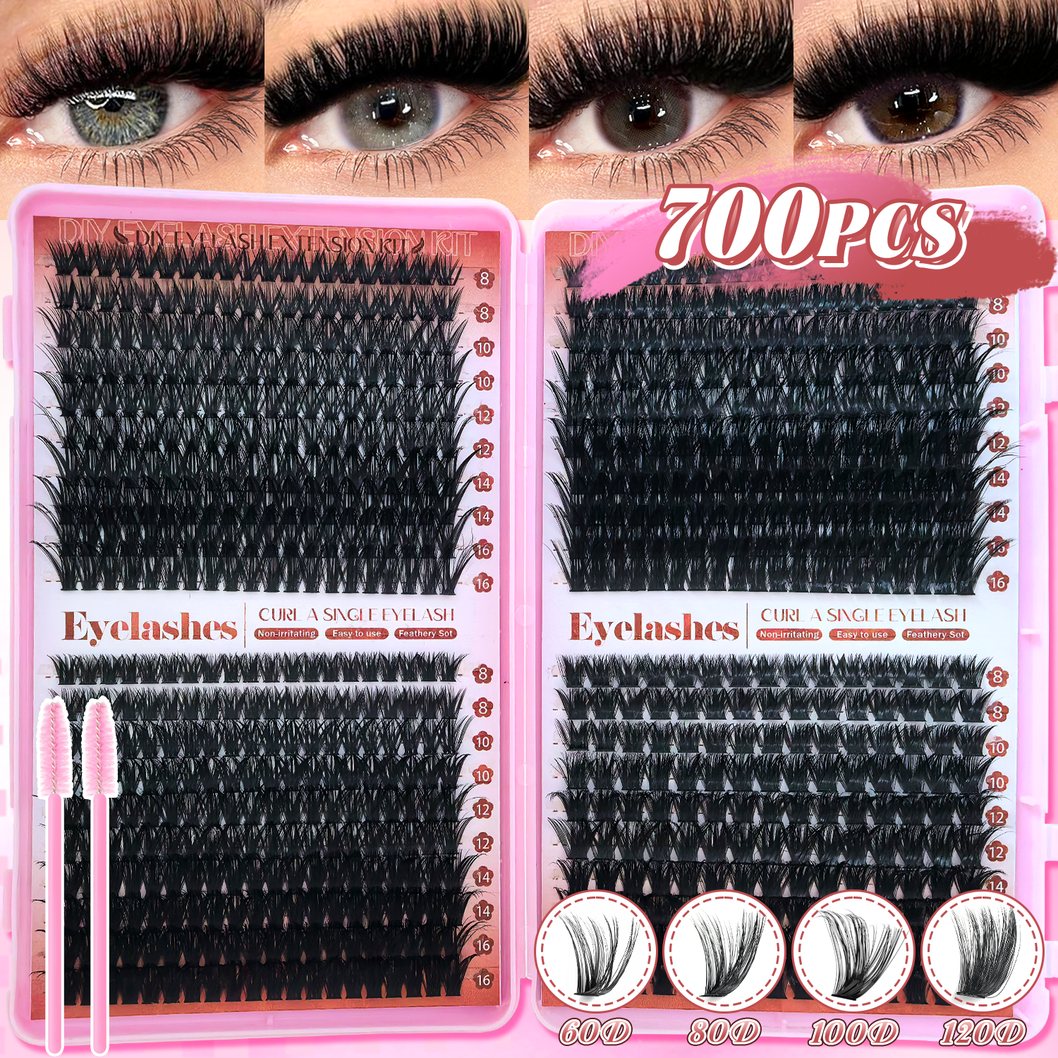 D Curl Eyelashes Clusters Begi - Beauty Makeup Book 评论和价格