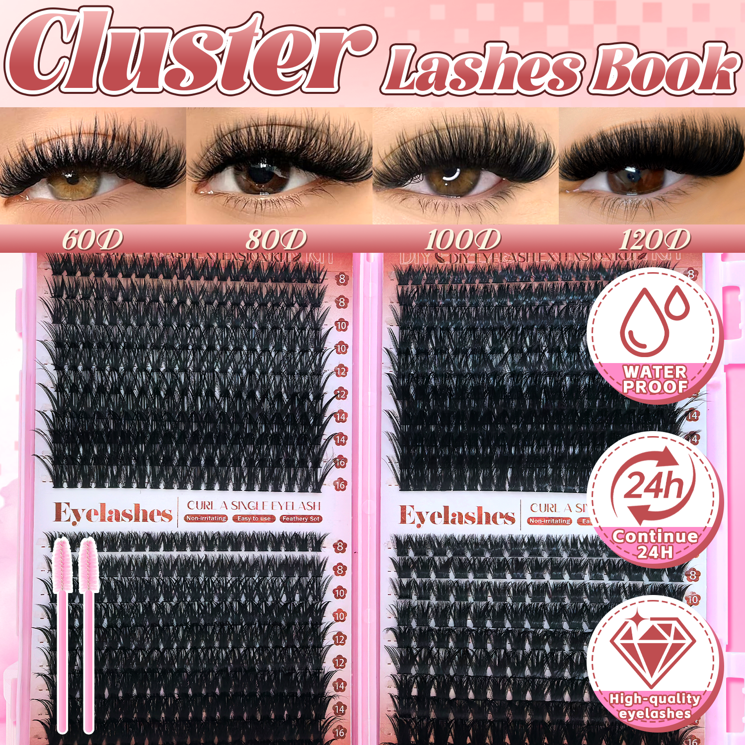 D Curl Eyelashes Clusters Begi - Beauty Makeup Book 评论和价格