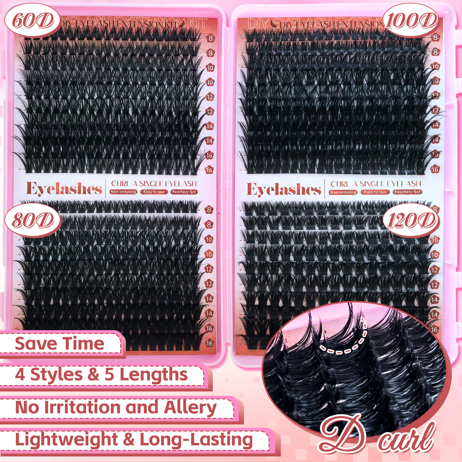 D Curl Eyelashes Clusters Begi - Beauty Makeup Book 评论和价格