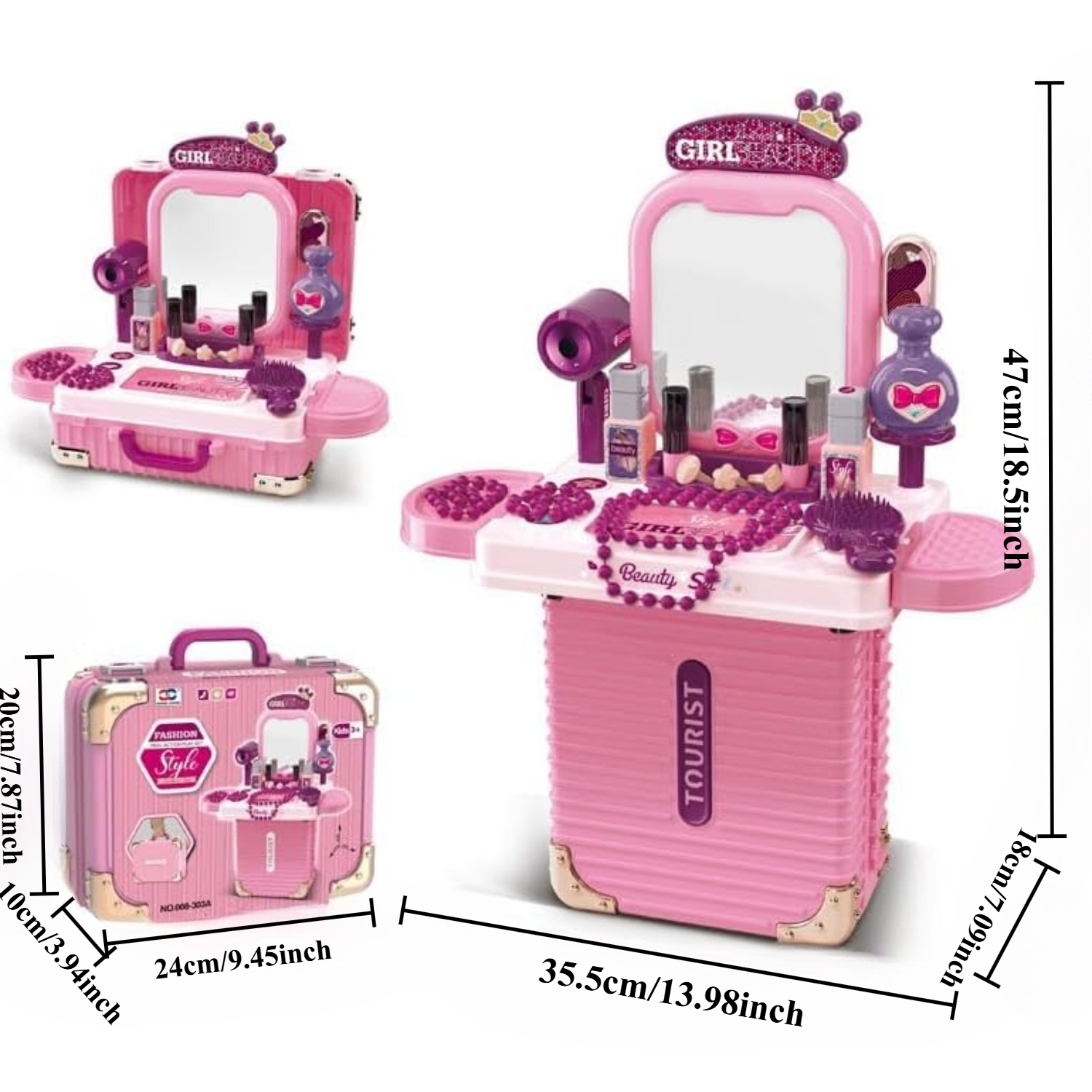 3 in 1 Toddler Vanity Makeup T - Beauty Makeup Vanity Set 评论和价格