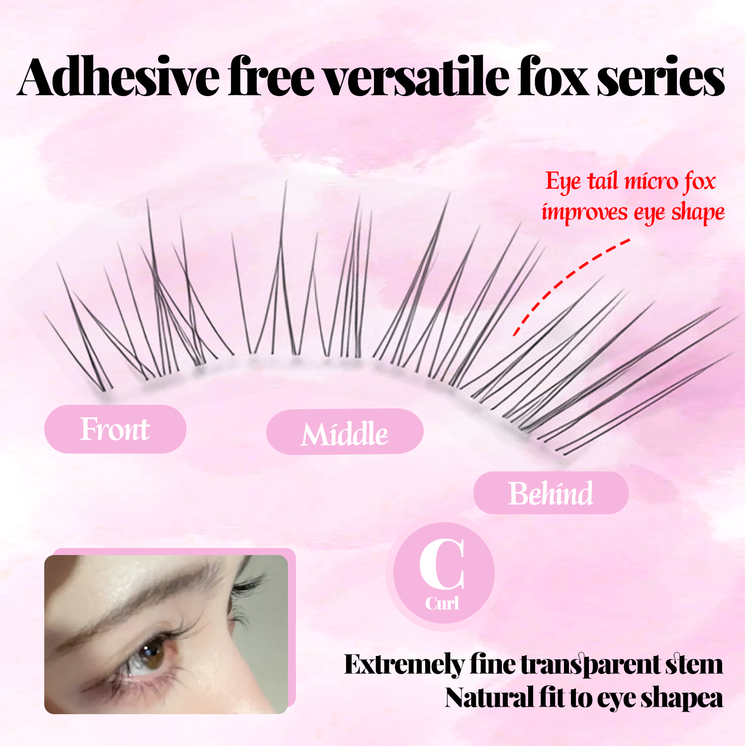 80PCS Little Milk Fox Glue-Fre - False Eyelashes Natural 评论和价格