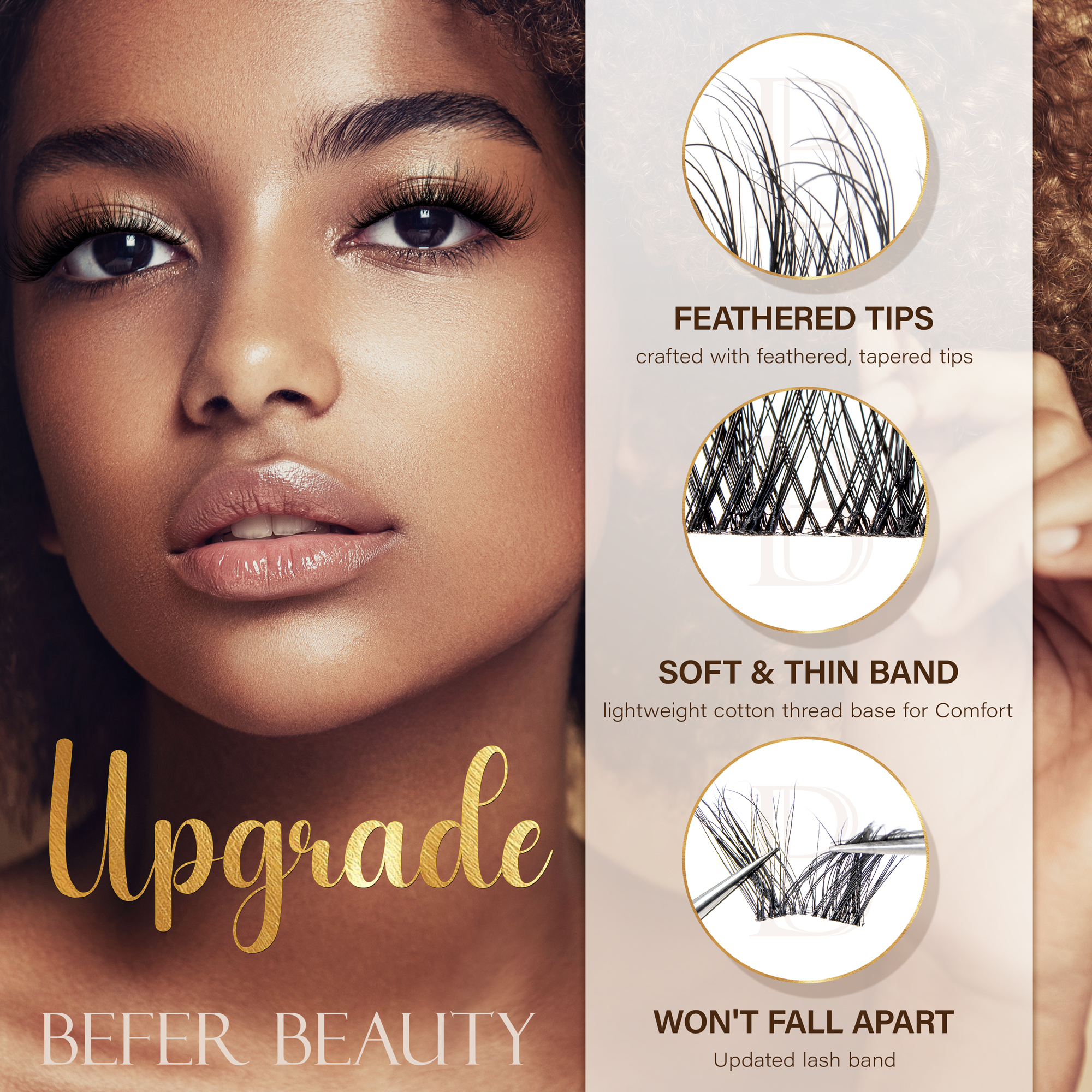 Befer Natural Lashes Clusters  - False Eyelashes Natural 评论和价格