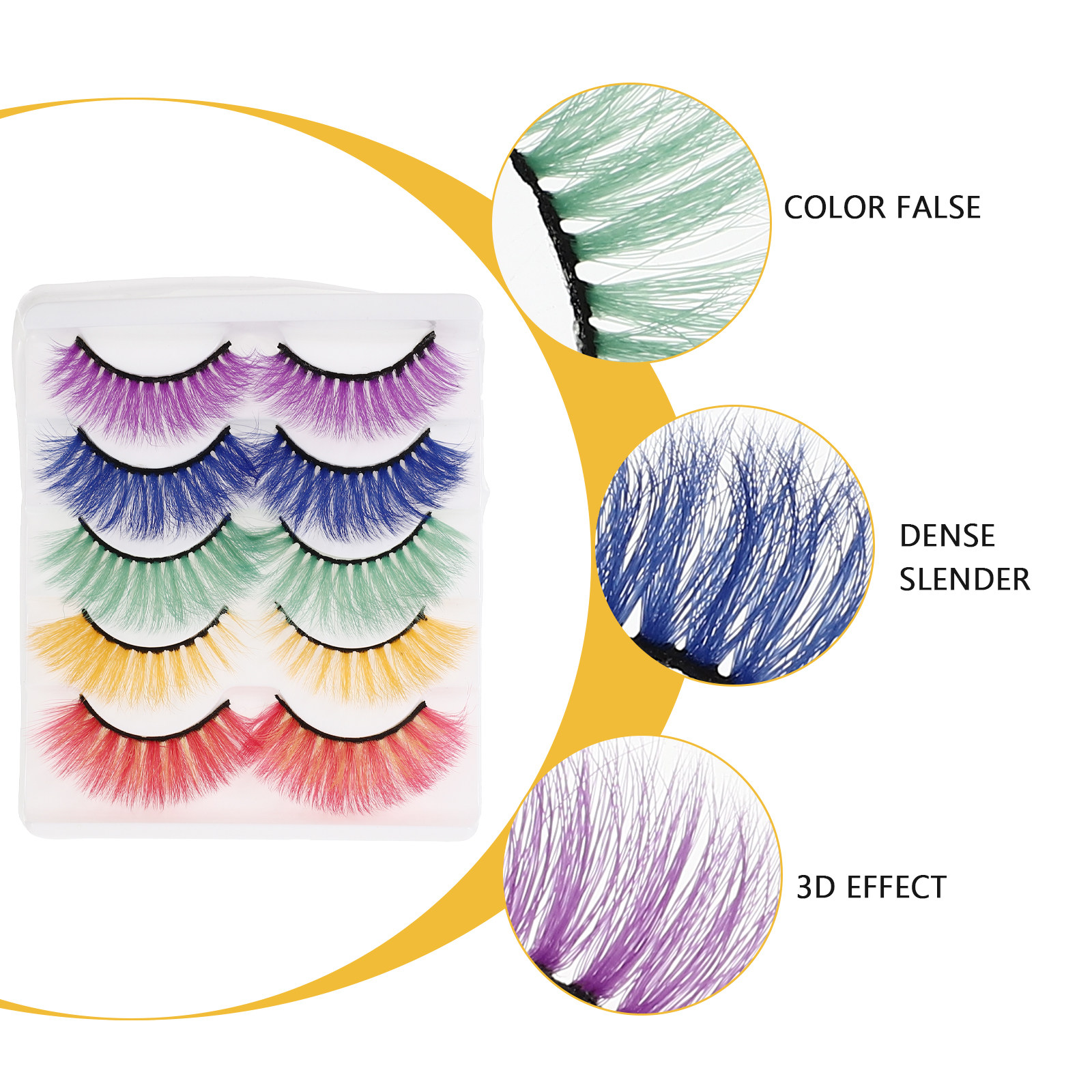 5Pairs Vibrant Colorful False  - Beauty Without Makeup 评论和价格