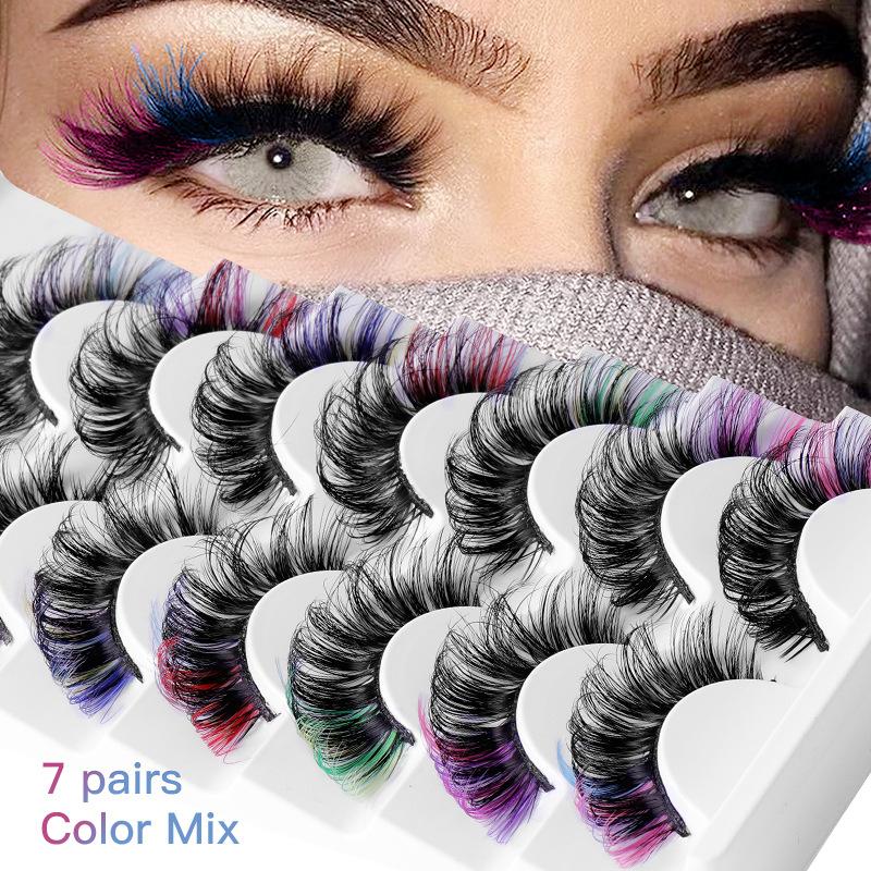 7 Pairs Colorful False Eyelash - False Eyelashes Natural 评论和价格